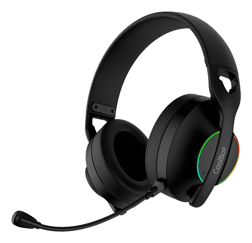 Kopfhörer Coolbox WB01 kabellos Bluetooth 5.4 Gaming mit Mikrofon RGB schwarz
