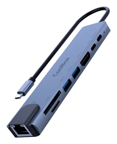 Notebook-Dockingstation CoolBox MiniDock C81 USB-C HDMI 4K 2xUSB-A PD 100W RJ45 SD Grau