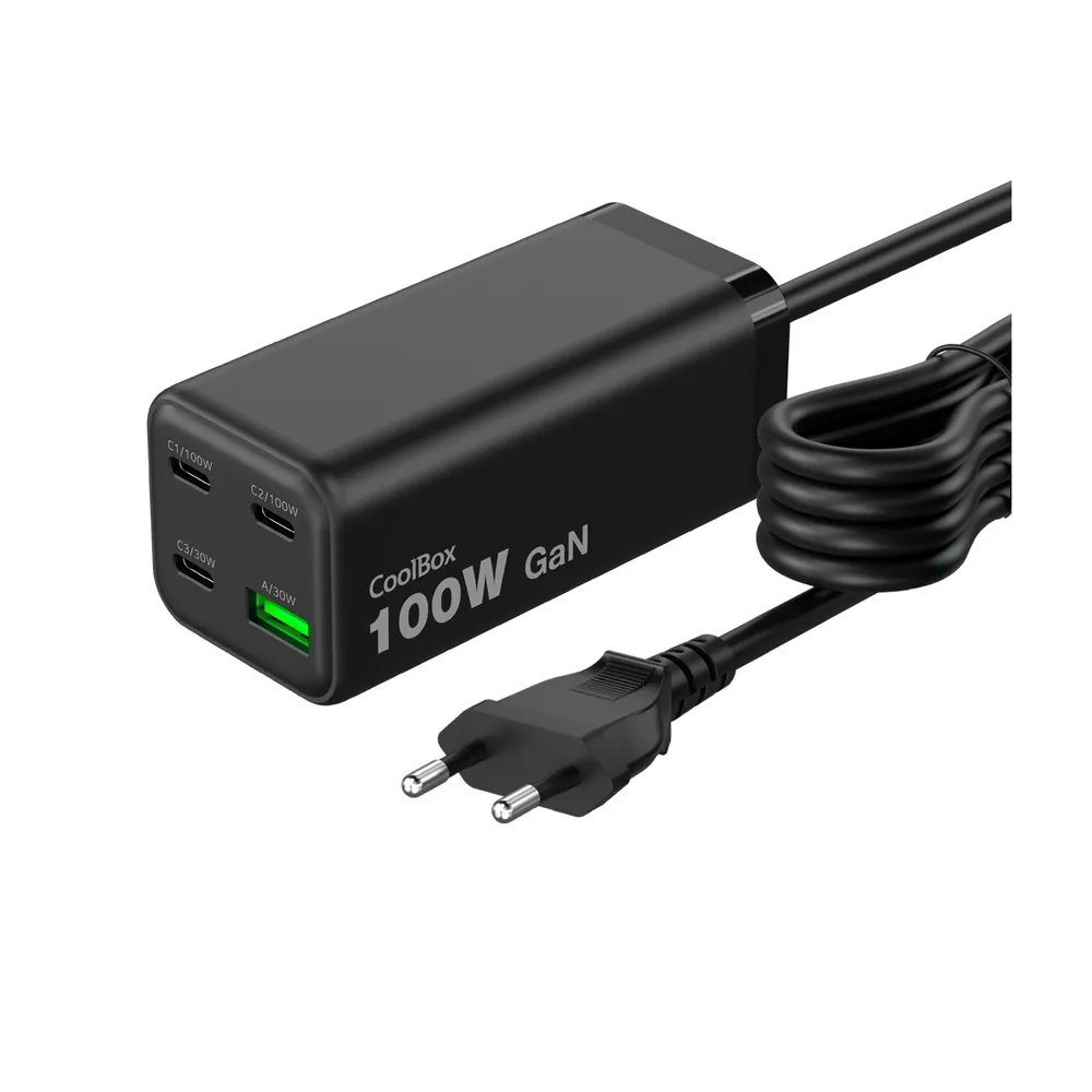 Ladestation CoolBox ChargeMaster 4 Pro 100W GaN 3 USB-C USB-A
