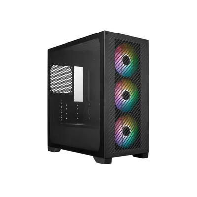 Cooler Master Elite 301 Mini-Tower-Gehäuse aus gehärtetem Glas, 3 x 120 mm, RGB, Schwarz