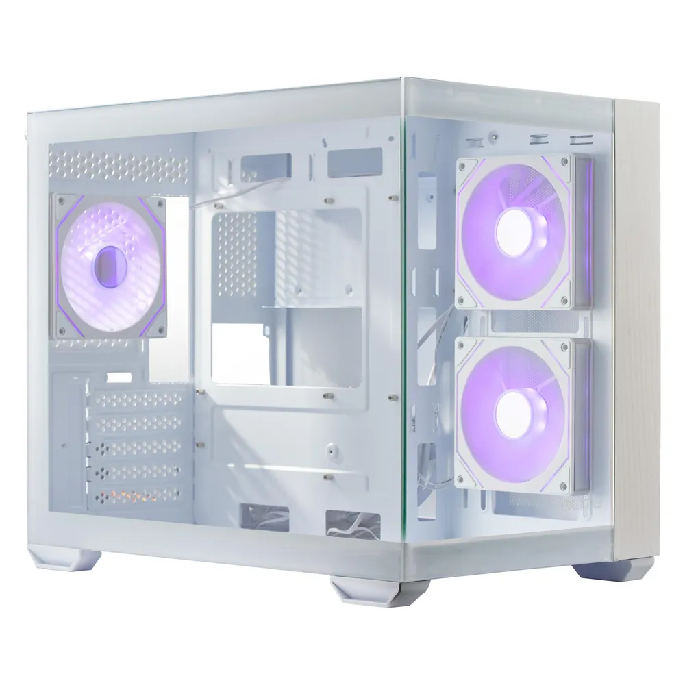 PC-Gehäuse Cooler Master Elite 481 Wood Mini Tower Weiß Glas Holz RGB