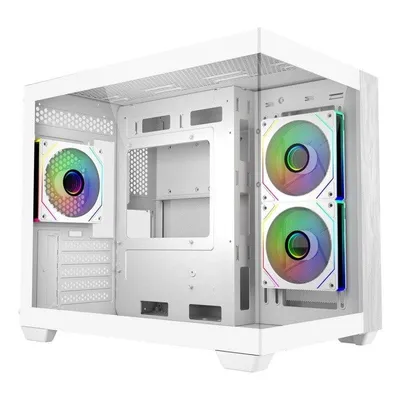 PC-Gehäuse Cooler Master Elite 481 Wood Mini Tower Weiß Glas Holz RGB
