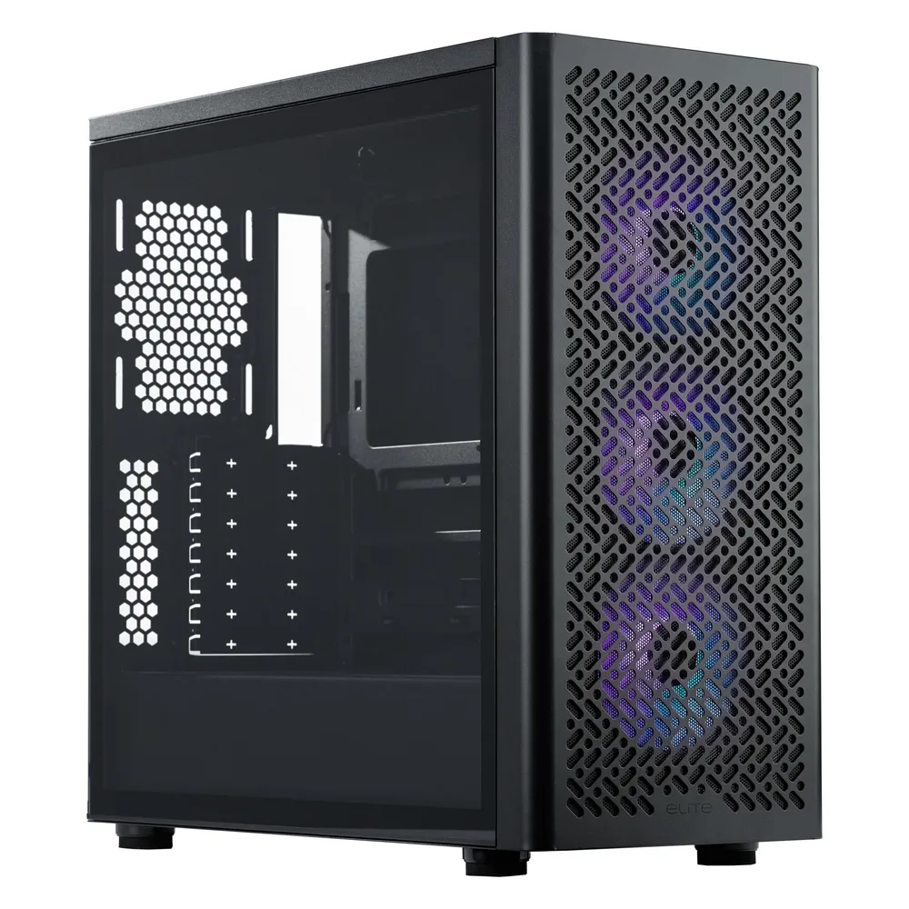 PC-Gehäuse Cooler Master Elite 502 Midi Tower Schwarz RGB Gaming Stahl Glas