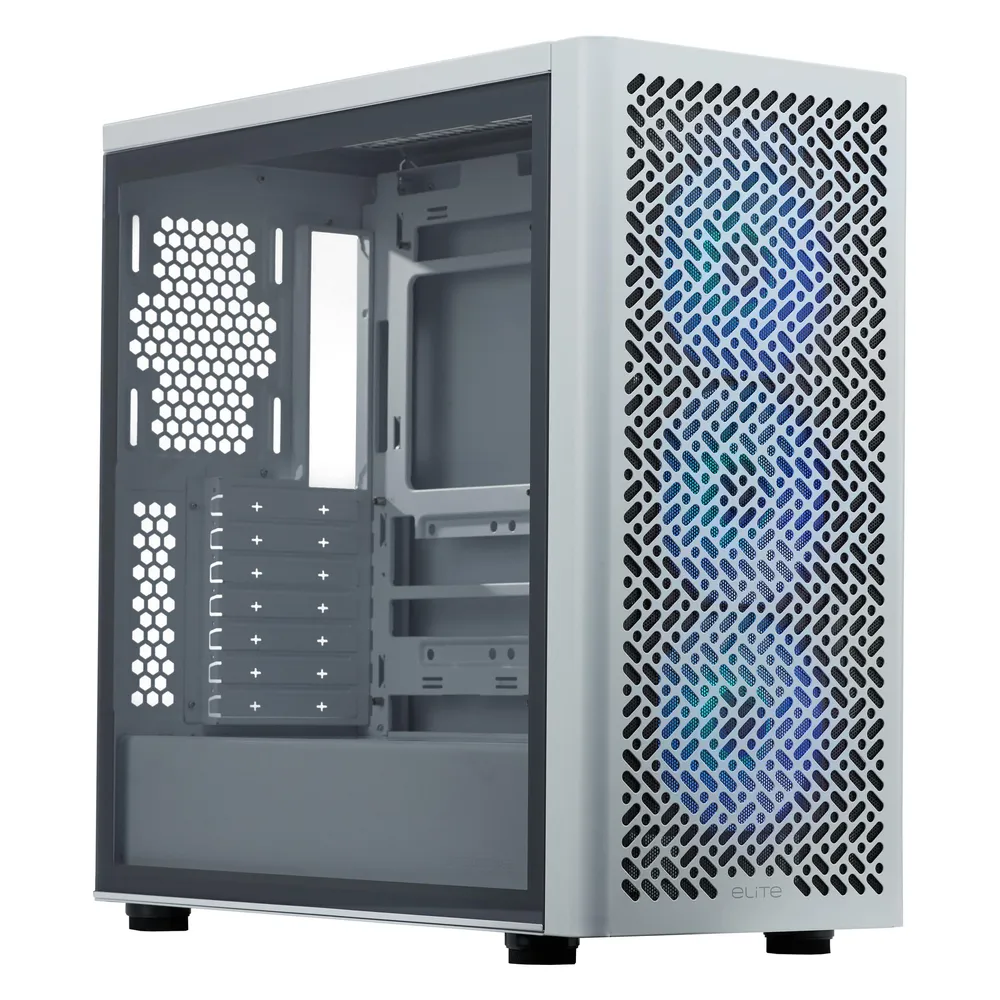 PC-Gehäuse Cooler Master Elite 502 Weiß Midi Tower RGB Glas Gaming