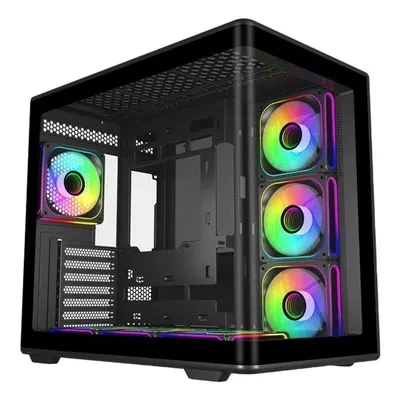 PC-Gehäuse Cooler Master Elite 600 Midi Tower RGB Glas ATX USB-C Schwarz