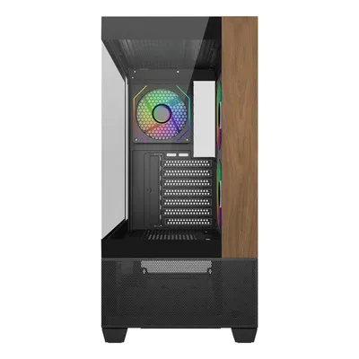 PC-Gehäuse Cooler Master Elite 690 Wood Midi Tower ATX RGB Glas Holz