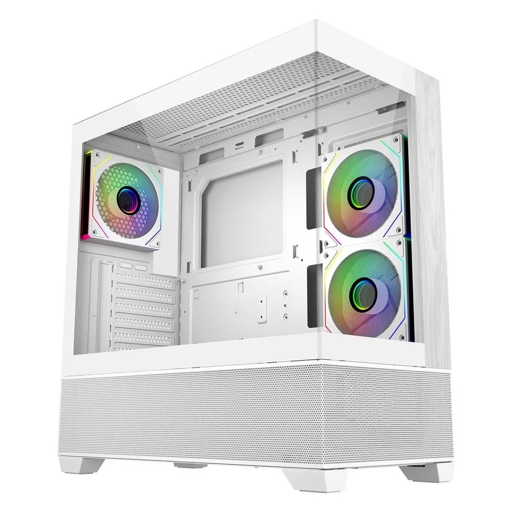 PC-Gehäuse Cooler Master Elite 690 Wood Weiß ATX Glas Holz RGB Gaming