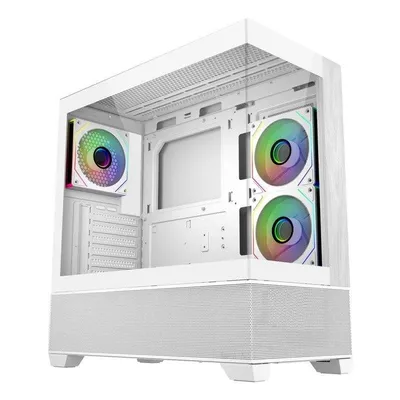PC-Gehäuse Cooler Master Elite 690 Wood Weiß ATX Glas Holz RGB Gaming