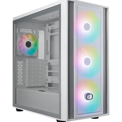 Cooler Master MasterBox 600 RGB Full Tower, gehärtetes Glas, USB-C, Weiß