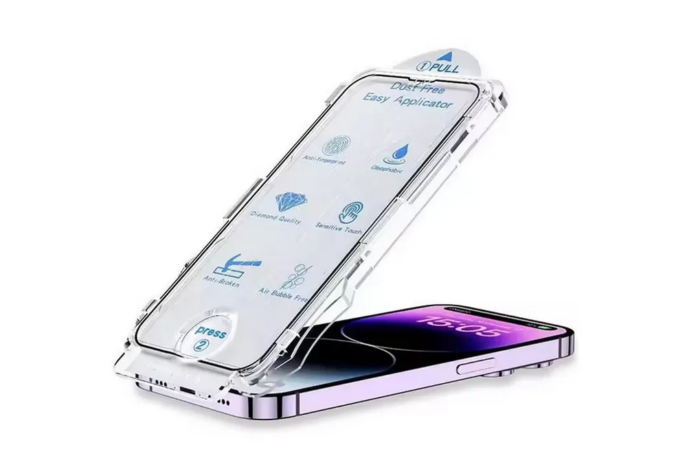 CoolGadget Displayschutzfolie Panzerfolie für iPhone 16 Pro, 9H Härtegrad mit Aufbringhilfe, 2x Displayfolie Glas Folie Schutzfolie inkl. Montage Hilfe Rahmen