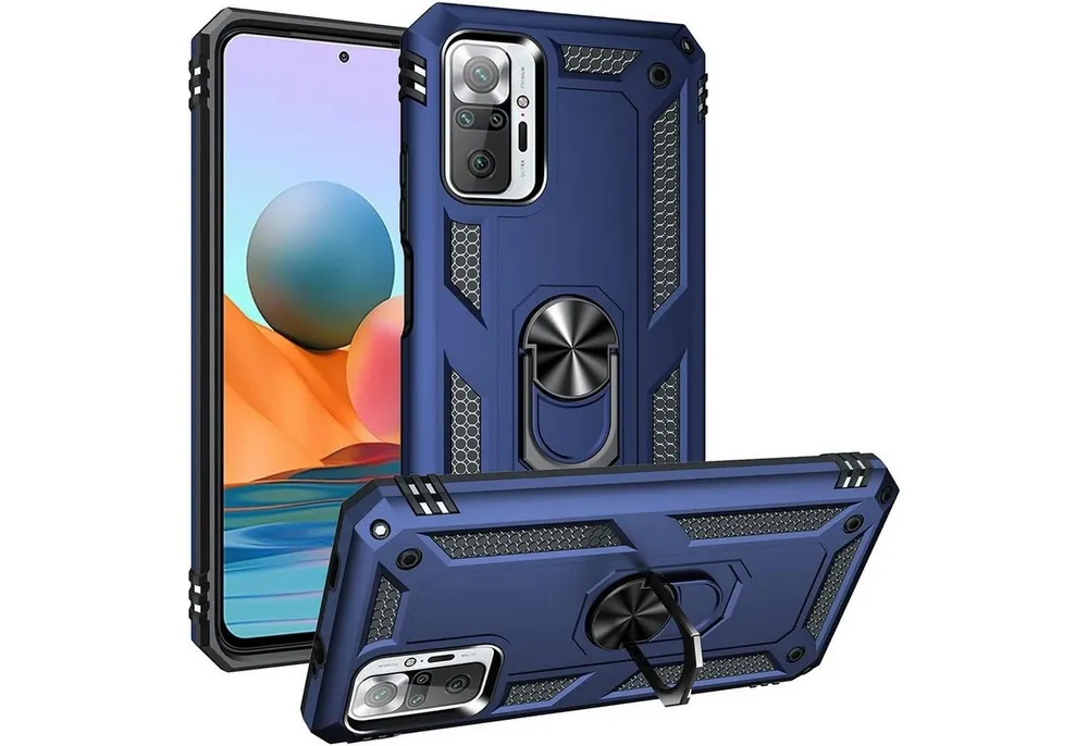 CoolGadget Handyhülle Armor Shield Case für Xiaomi Redmi Note 10 Pro 6,67 Zoll, Outdoor Cover Magnet Ringhalterung Handy Hülle für Redmi Note 10 Pro