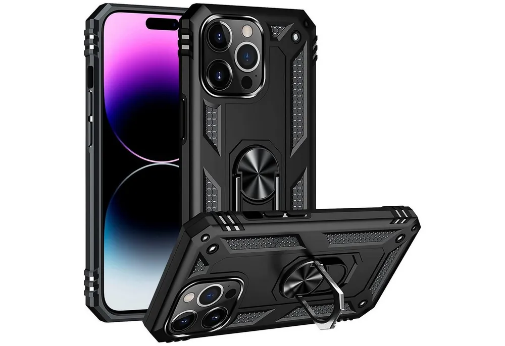 CoolGadget Handyhülle Armor Shield Case für Apple iPhone 15 Pro Max 6,7 Zoll, Outdoor Cover Magnet Ringhalterung Handy Hülle für iPhone 15 Pro Max