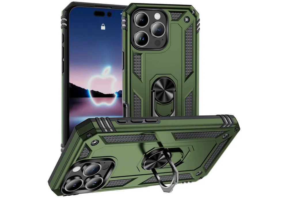 CoolGadget Handyhülle Armor Shield Case für Apple iPhone 16 Pro Max 6,9 Zoll, Outdoor Cover Magnet Ringhalterung Handy Hülle für iPhone 16 Pro Max