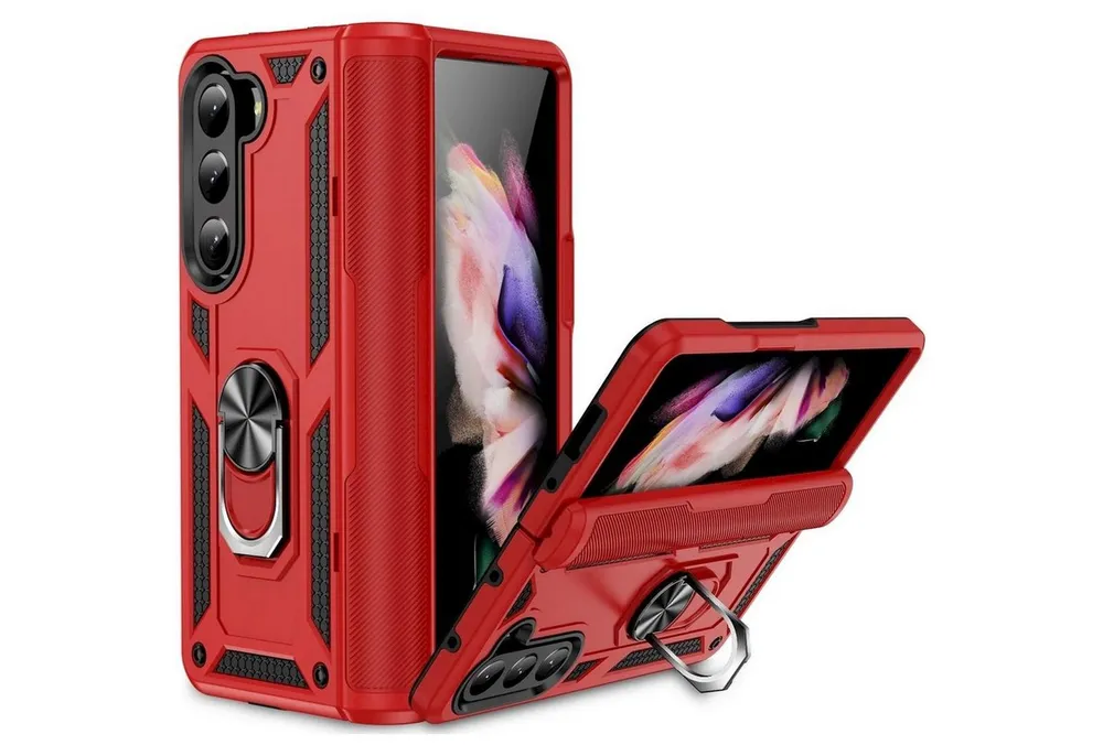 CoolGadget Handyhülle Armor Shield Case für Samsung Galaxy Z Fold 5 7,6 Zoll, Outdoor Cover Magnet Ringhalterung Handy Hülle für Galaxy Z Fold 5 5G