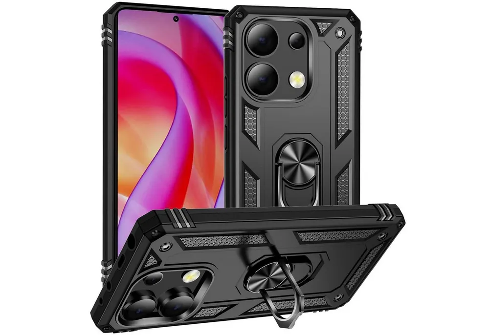 CoolGadget Handyhülle Armor Shield Case für Xiaomi Redmi Note 13 6,67 Zoll, Outdoor Cover Magnet Ringhalterung Handy Hülle für Redmi Note 13 4G