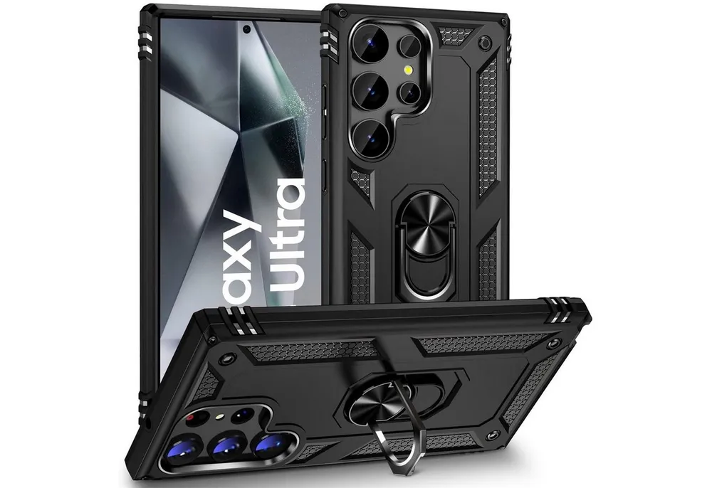 CoolGadget Handyhülle Armor Shield Case für Samsung Galaxy S24 Ultra 6,1 Zoll, Outdoor mit Magnet Ringhalterung Handy Hülle für Samsung S24 Ultra 5G
