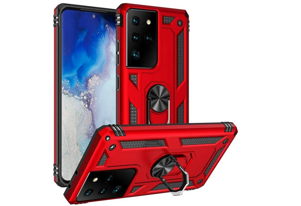 CoolGadget Handyhülle Armor Shield Case für Samsung Galaxy S21 Ultra 6,8 Zoll, Outdoor Cover Magnet Ringhalterung Handy Hülle für Samsung S21 Ultra