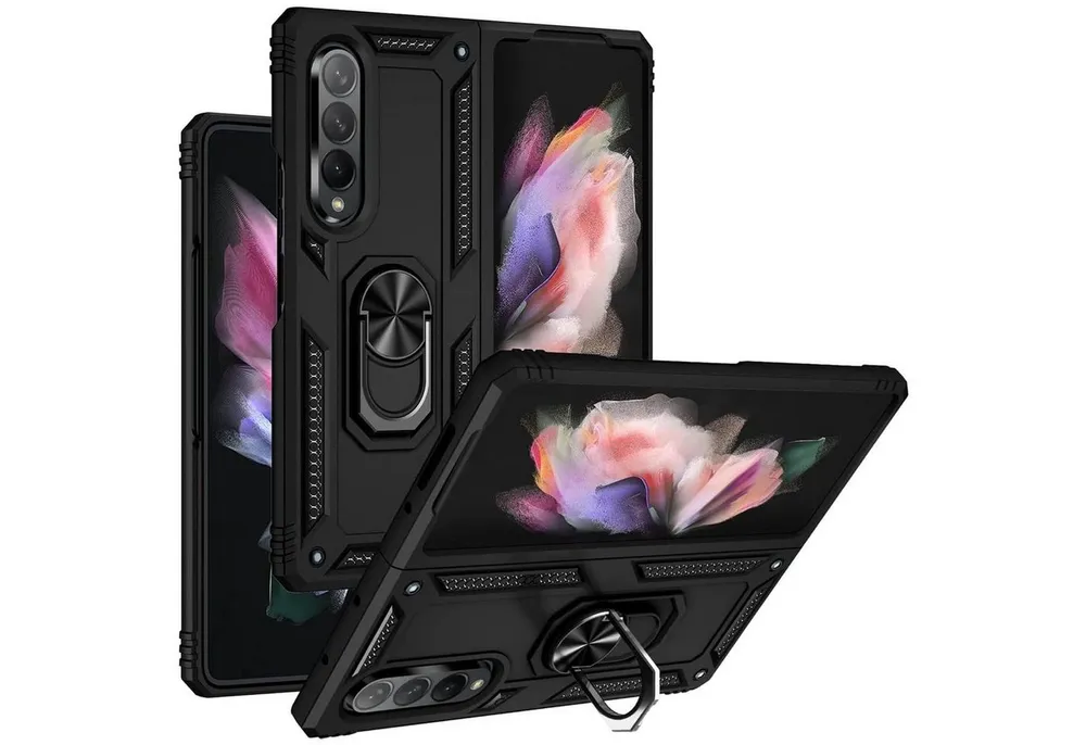 CoolGadget Handyhülle Armor Shield Case für Samsung Galaxy Z Fold 3 7,6 Zoll, Outdoor Cover Magnet Ringhalterung Handy Hülle für Galaxy Z Fold 3 5G