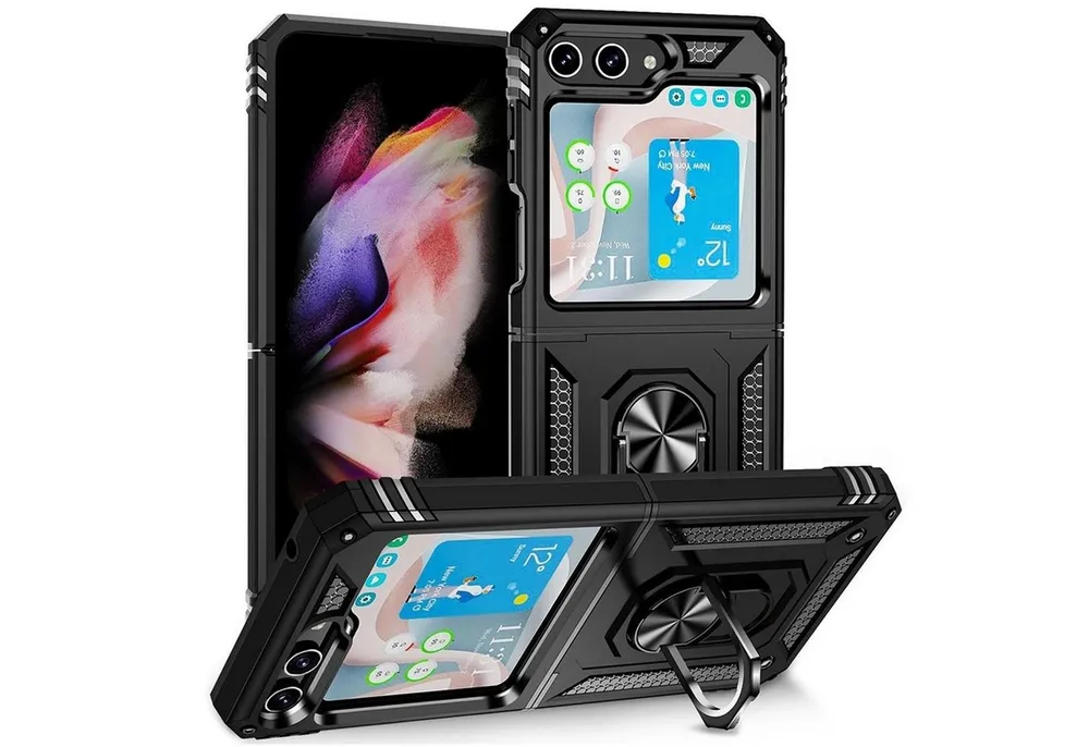 CoolGadget Handyhülle Armor Shield Case für Samsung Galaxy Z Flip 5 6,7 Zoll, Outdoor Cover Magnet Ringhalterung Handy Hülle für Galaxy Z Flip 5 5G