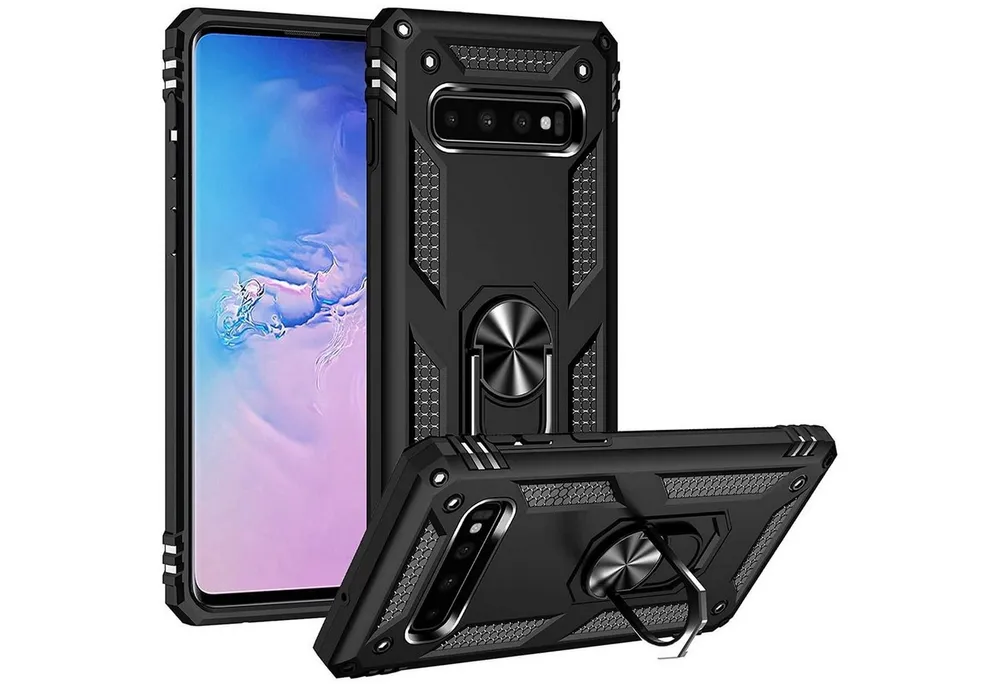 CoolGadget Handyhülle Armor Shield Case für Samsung Galaxy S10 6,1 Zoll, Outdoor Cover mit Magnet Ringhalterung Handy Hülle für Samsung S10