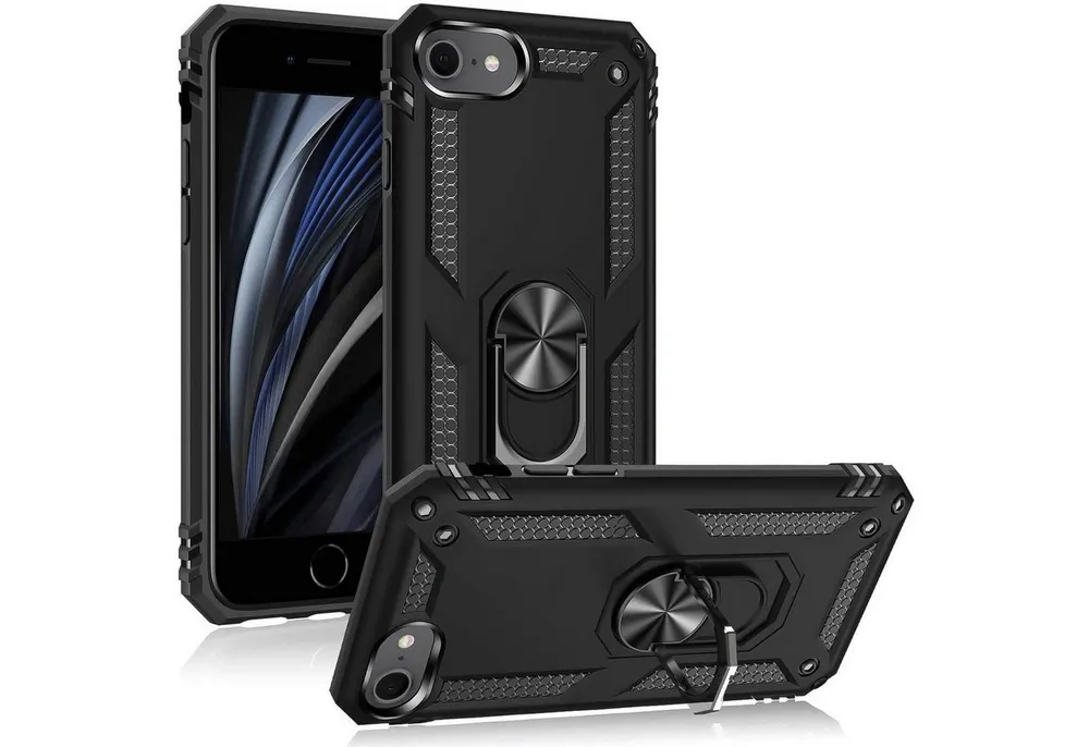CoolGadget Handyhülle Armor Shield Case für iPhone SE 2020 2022, iPhone 7 / 8 4,7 Zoll, Outdoor Cover Magnet Ringhalterung Handy Hülle für iPhone SE 2. 3. Gen