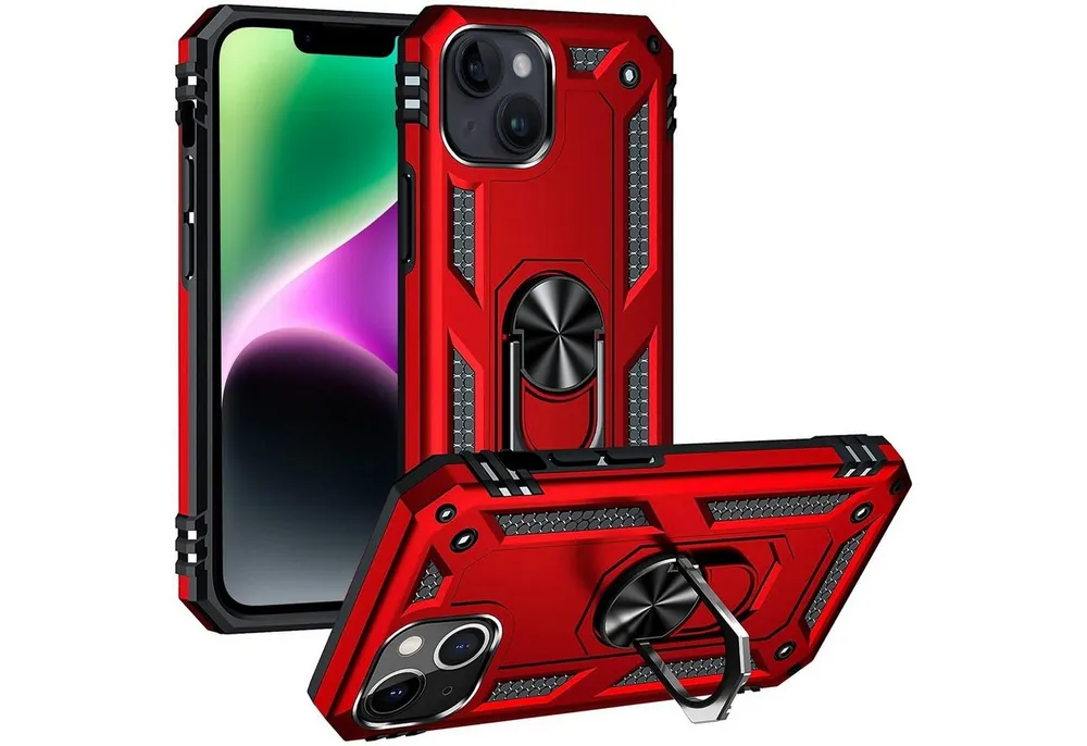 CoolGadget Handyhülle Armor Shield Case für Apple iPhone 14 6,1 Zoll, Outdoor Cover mit Magnet Ringhalterung Handy Hülle für iPhone 14