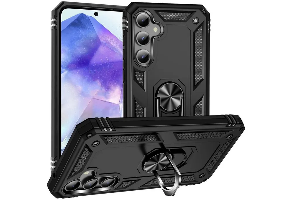 CoolGadget Handyhülle Armor Shield Case für Samsung Galaxy A55 5G 6,6 Zoll, Outdoor Cover mit Magnet Ringhalterung Handy Hülle für Samsung A55 5G