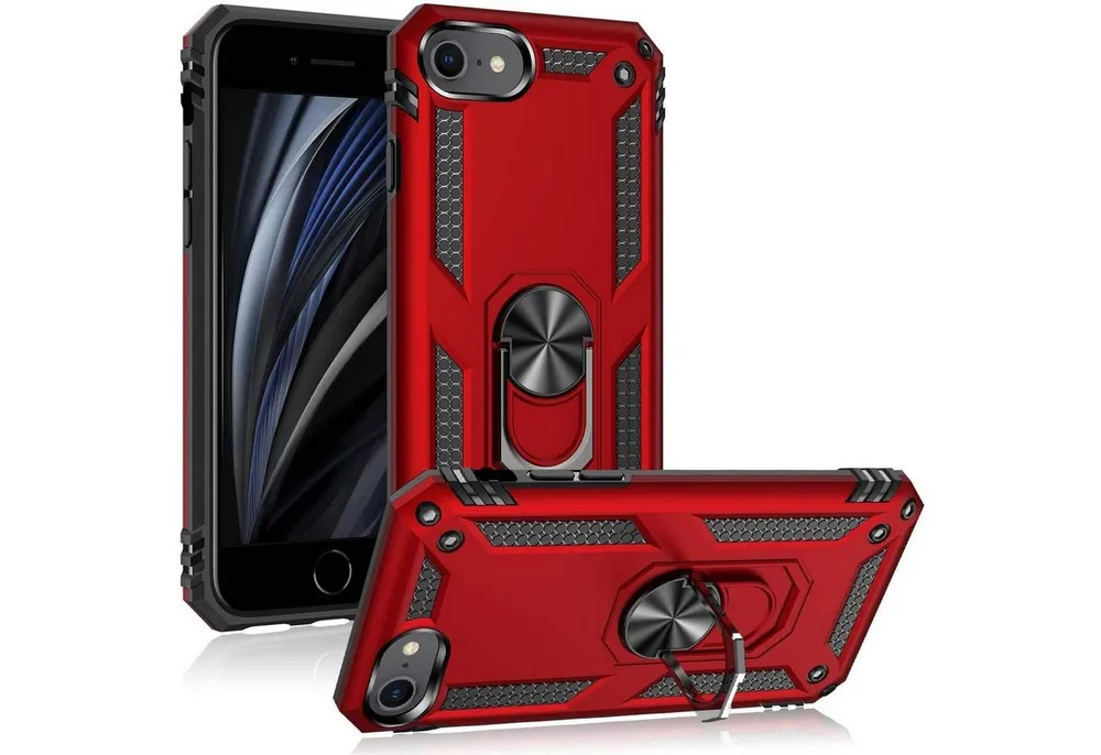CoolGadget Handyhülle Armor Shield Case für iPhone SE 2020 2022, iPhone 7 / 8 4,7 Zoll, Outdoor Cover Magnet Ringhalterung Handy Hülle für iPhone SE 2. 3. Gen