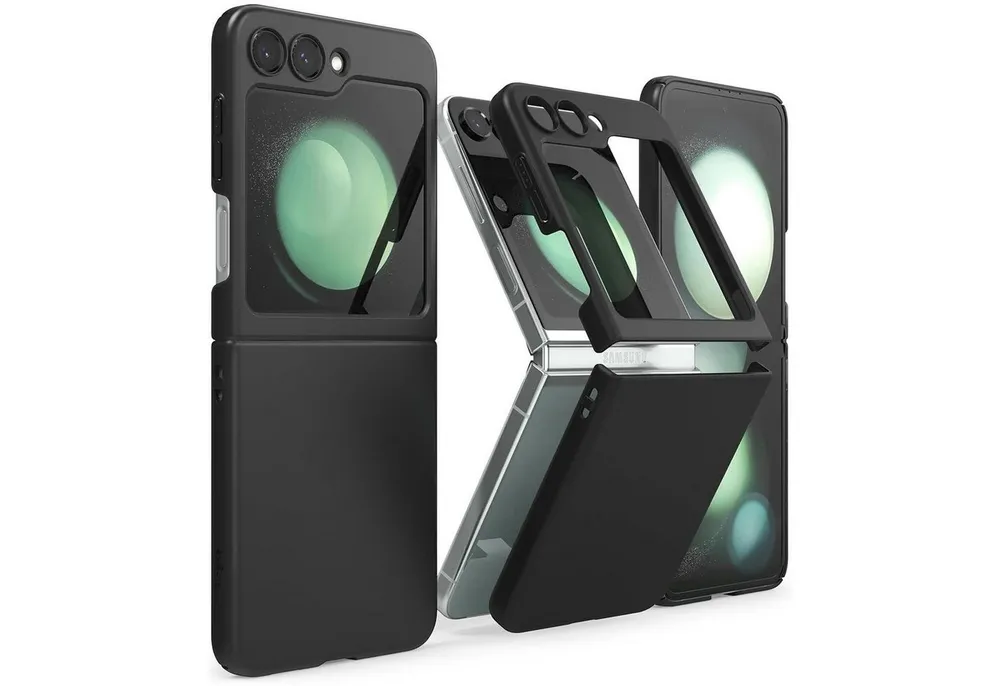 CoolGadget Handyhülle Black Series Handy Hülle für Samsung Galaxy Z Flip 5 6,7 Zoll, Edle Silikon Schlicht Robust Schutzhülle für Galaxy Z Flip 5 Hülle