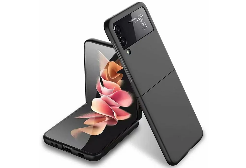CoolGadget Handyhülle Black Series Handy Hülle für Samsung Galaxy Z Flip 3 6,7 Zoll, Edle Silikon Schlicht Schutzhülle für Samsung Z Flip 3 5G Hülle