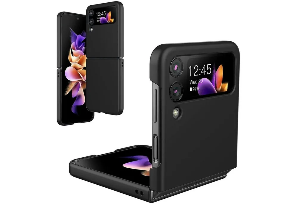 CoolGadget Handyhülle Black Series Handy Hülle für Samsung Galaxy Z Flip 4 6,7 Zoll, Edle Silikon Schlicht Robust Schutzhülle für Galaxy Z Flip 4 Hülle