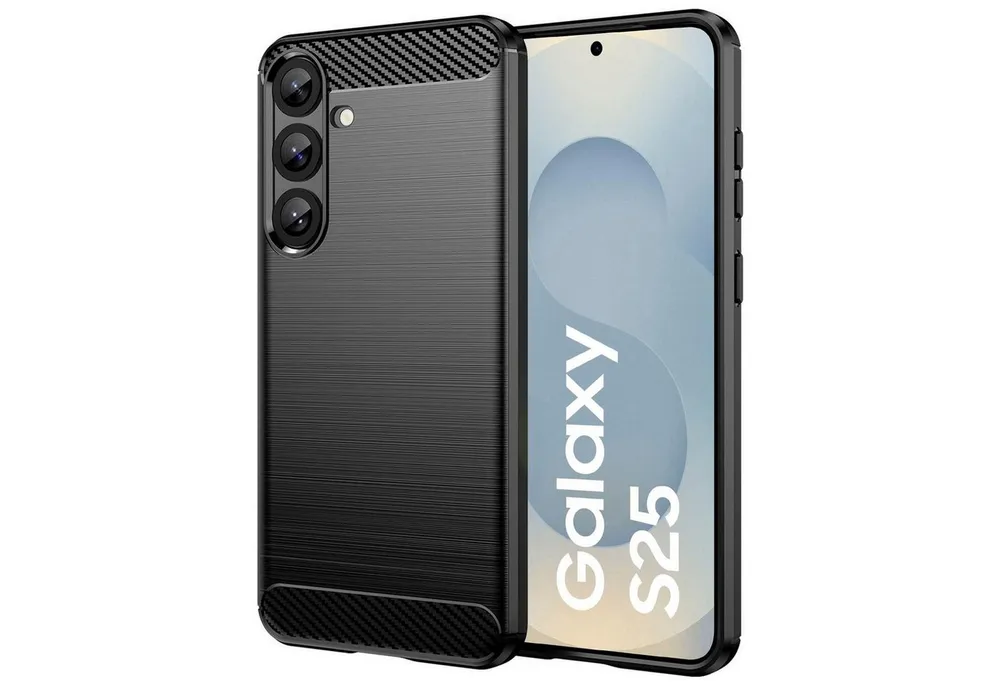 CoolGadget Handyhülle Carbon Handy Hülle für Samsung Galaxy S25 6,2 Zoll, robuste Telefonhülle Case Schutzhülle für Samsung S25 Hülle