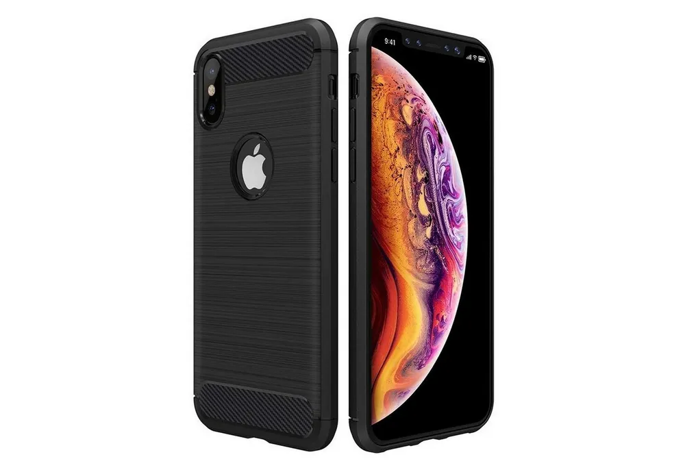 CoolGadget Handyhülle Carbon Handy Hülle für Apple iPhone X, iPhone XS 5,8 Zoll, robuste Telefonhülle Case Schutzhülle für iPhone X / XS Hülle