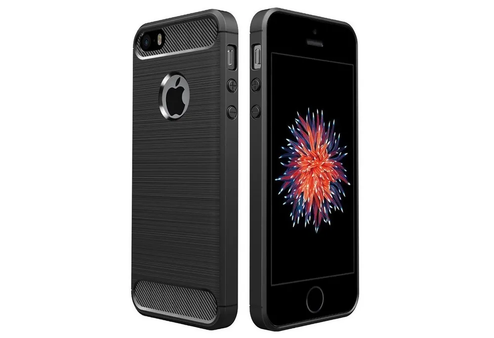 CoolGadget Handyhülle Carbon Handy Hülle für Apple iPhone SE 1, iPhone 5 S 4 Zoll, robuste Telefonhülle Case Schutzhülle für iPhone 5 / 5S / SE 1 Hülle
