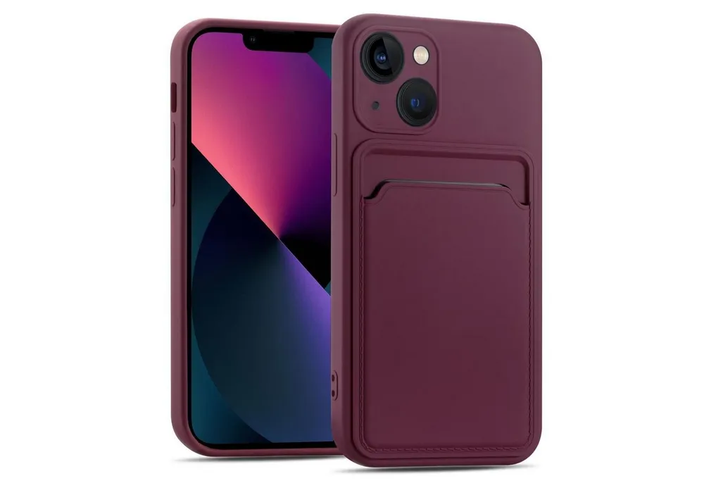 CoolGadget Handyhülle Card Case Handy Tasche für Apple iPhone 14 6,1 Zoll, Silikon Schutzhülle mit Kartenfach für iPhone 14 Hülle