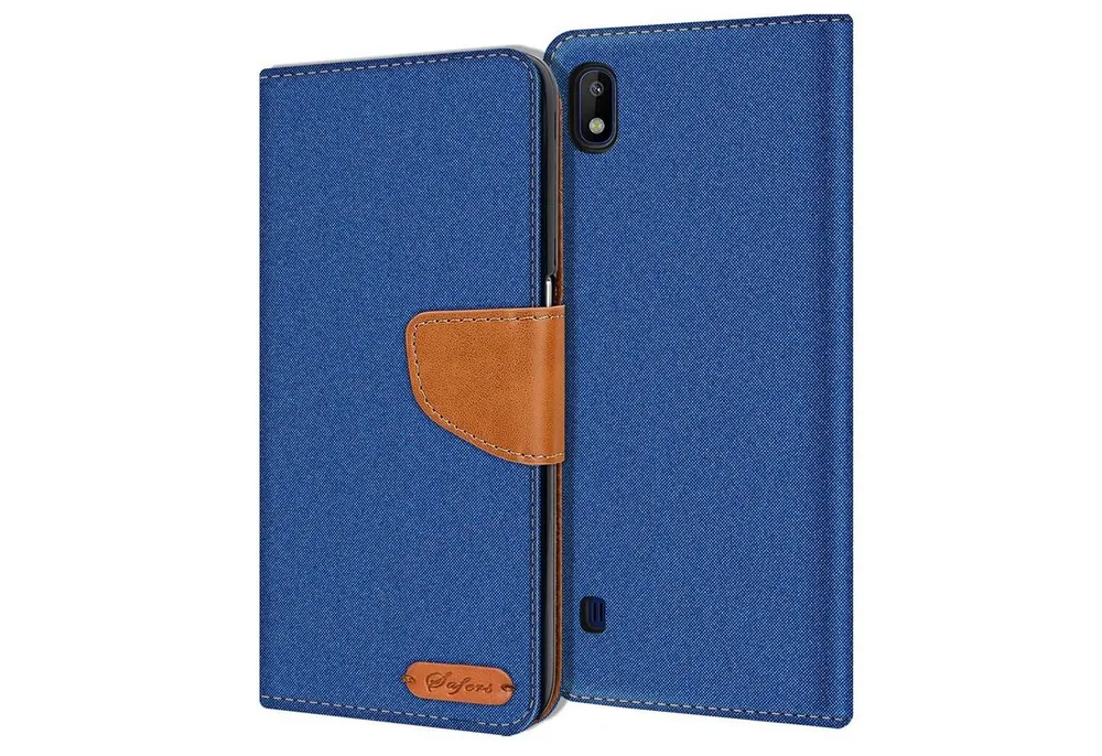 CoolGadget Handyhülle Denim Schutzhülle Flip Case für Samsung Galaxy A10 6,2 Zoll, Book Cover Handy Tasche Hülle für Samsung A10 Klapphülle