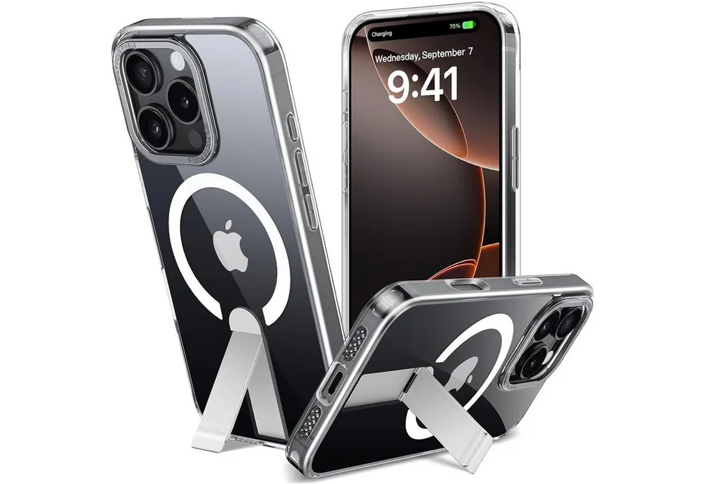 CoolGadget Handyhülle für Apple iPhone 12 Pro Max / 13 Pro Max 6,7 Zoll, TPU Schutz Hülle Metall Ständer aufklappbar Hülle für Magsafe Zubehör