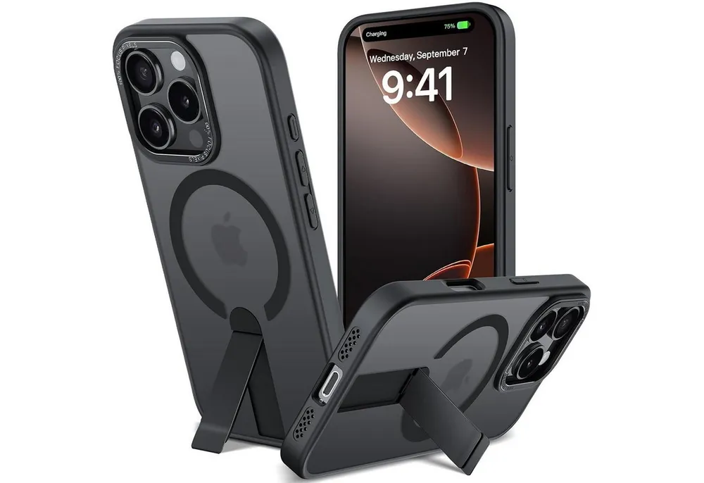 CoolGadget Handyhülle für Apple iPhone 16 Pro Max 6,9 Zoll, TPU Schutz Hülle Metall Ständer aufklappbar Hülle für Magsafe Zubehör
