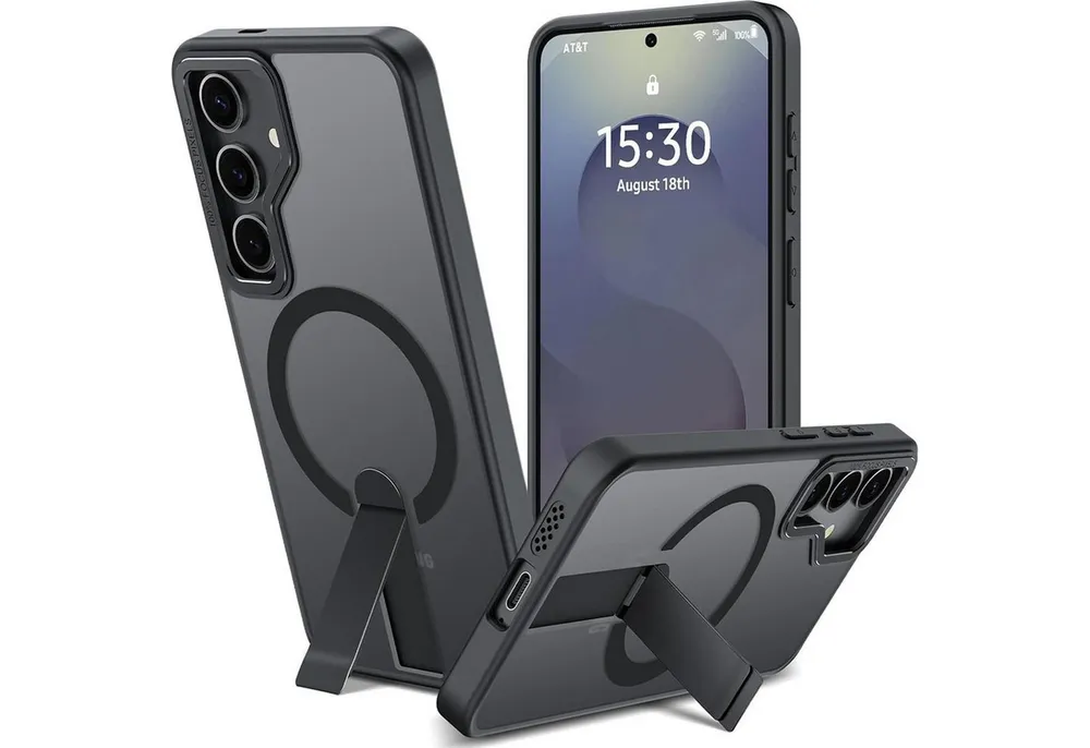 CoolGadget Handyhülle für Samsung Galaxy S24 / S25 6,2 Zoll, TPU Schutz Hülle Metall Ständer aufklappbar Hülle für Magsafe Zubehör