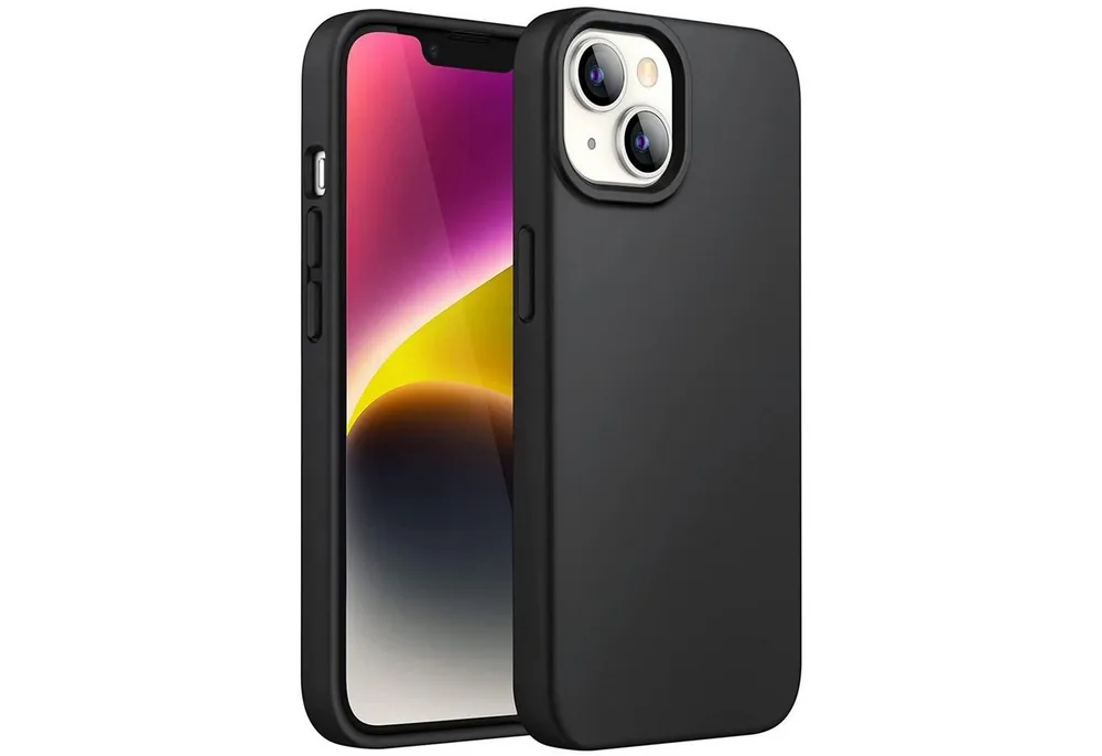 CoolGadget Handyhülle Handy Schutzhülle für Apple iPhone 14 Plus matt schwarz 6,7 Zoll, Silikon TPU Hülle Schutz Tasche Cover schlicht Slim Case