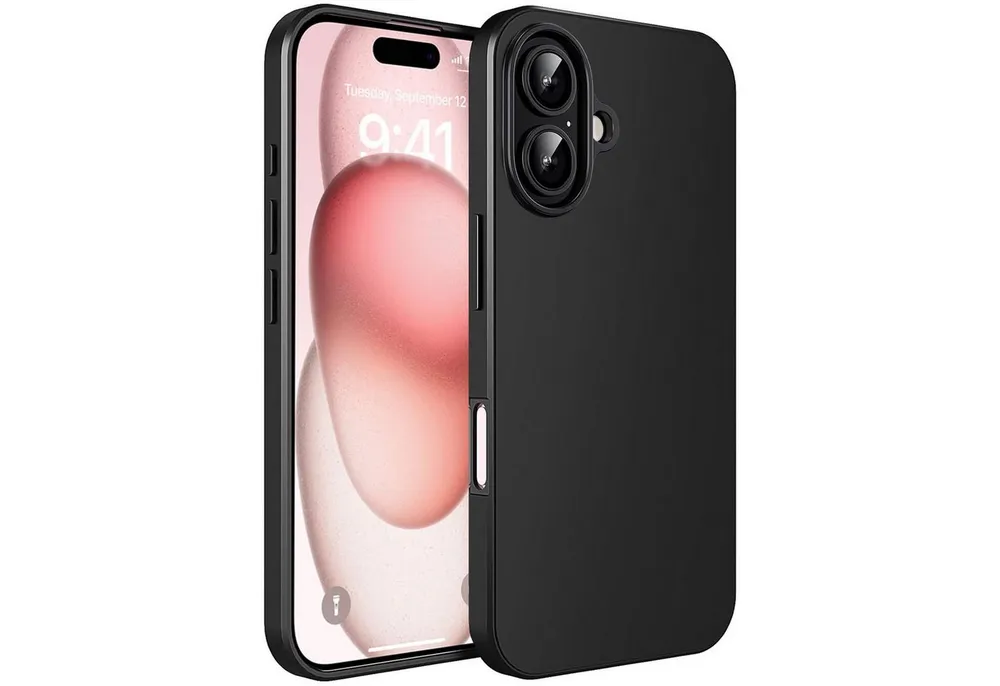CoolGadget Handyhülle Handy Schutzhülle für Apple iPhone 16 matt schwarz 6,1 Zoll, Silikon TPU Hülle Schutz Tasche Cover schlicht Slim Case