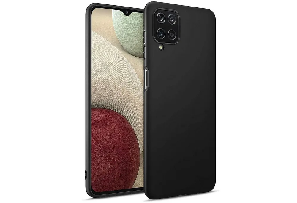 CoolGadget Handyhülle Handy Schutzhülle für Samsung Galaxy A12 / M12 matt schwarz 6,5 Zoll, Silikon TPU Hülle Schutz Tasche Cover schlicht Slim Case