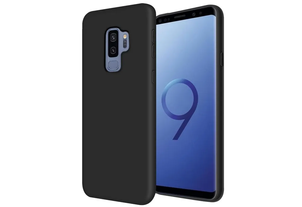 CoolGadget Handyhülle Handy Schutzhülle für Samsung Galaxy S9 Plus matt schwarz 6,2 Zoll, Silikon TPU Hülle Schutz Tasche Cover schlicht Slim Case