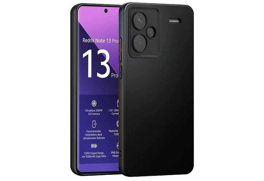 CoolGadget Handyhülle Handy Schutzhülle für Xiaomi Redmi Note 13 Pro+ 5G matt schwarz 6,67 Zoll, Silikon TPU Hülle Schutz Tasche Cover schlicht Slim Case