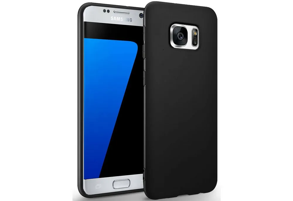CoolGadget Handyhülle Handy Schutzhülle für Samsung Galaxy S7 matt schwarz 5,1 Zoll, Silikon TPU Hülle Schutz Tasche Cover schlicht Slim Case