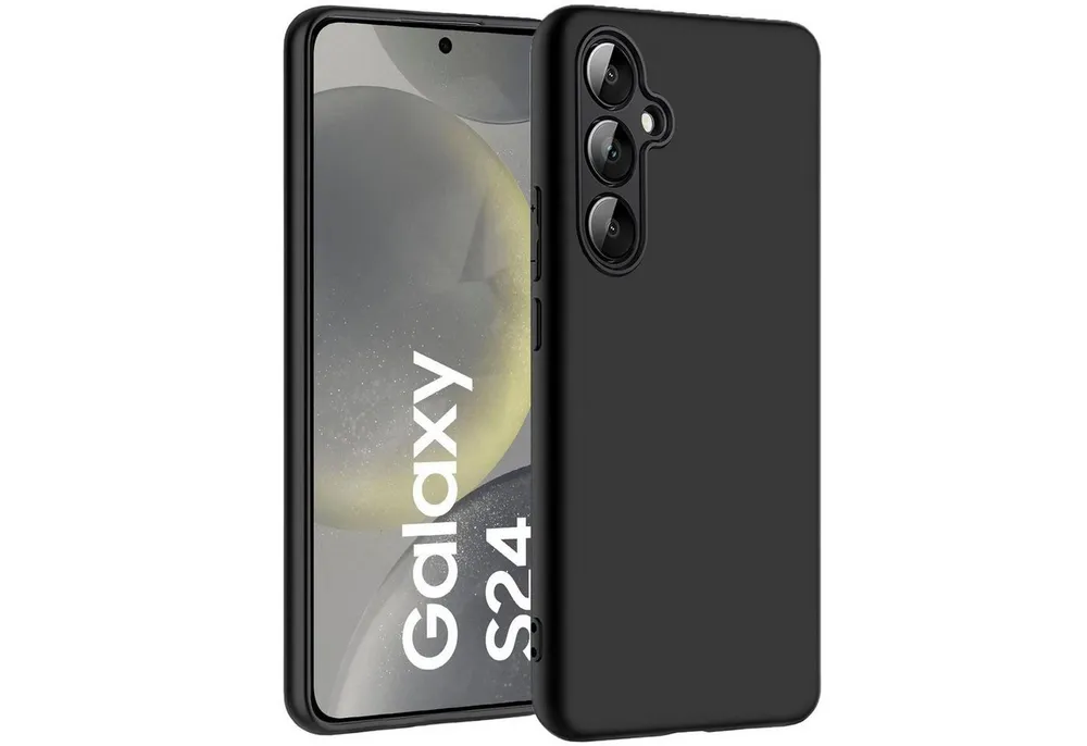 CoolGadget Handyhülle Handy Schutzhülle für Samsung Galaxy S24 FE matt schwarz 6,7 Zoll, Silikon TPU Hülle Schutz Tasche Cover schlicht Slim Case