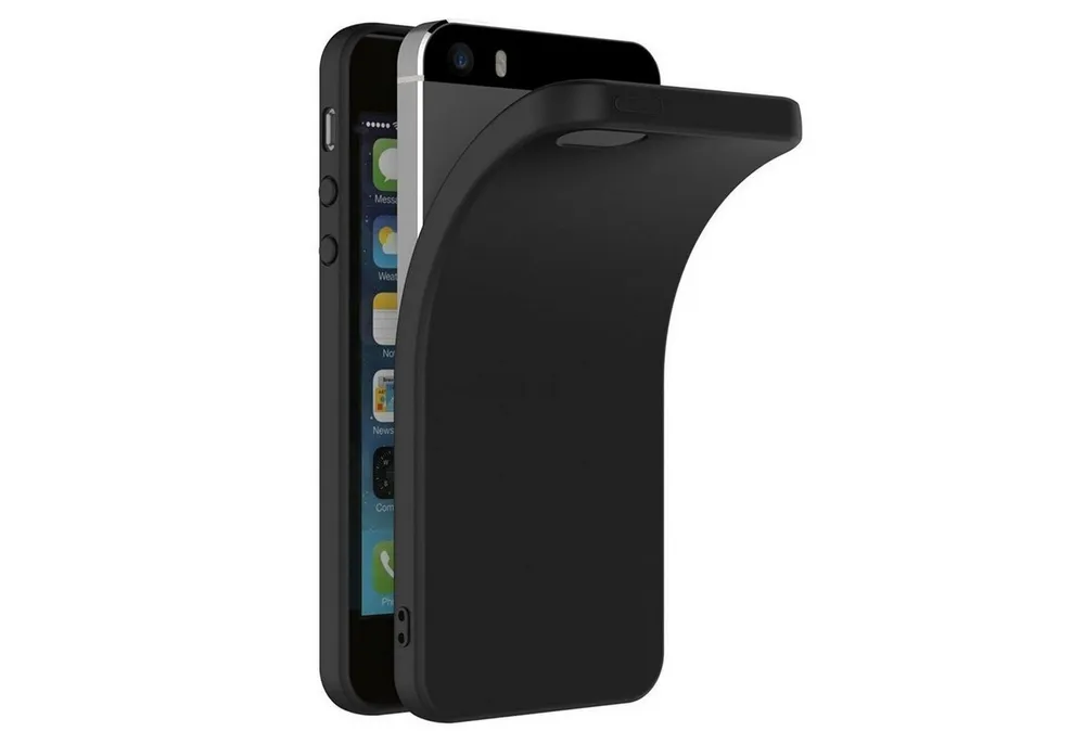 CoolGadget Handyhülle Handy Schutzhülle für Apple iPhone 5 / 5S / SE matt schwarz 4 Zoll, Silikon TPU Hülle Schutz Tasche Cover schlicht Slim Case