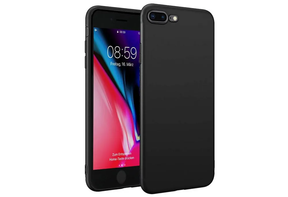 CoolGadget Handyhülle Handy Schutzhülle für Apple iPhone 7 Plus / 8 Plus matt schwarz 5,5 Zoll, Silikon TPU Hülle Schutz Tasche Cover schlicht Slim Case