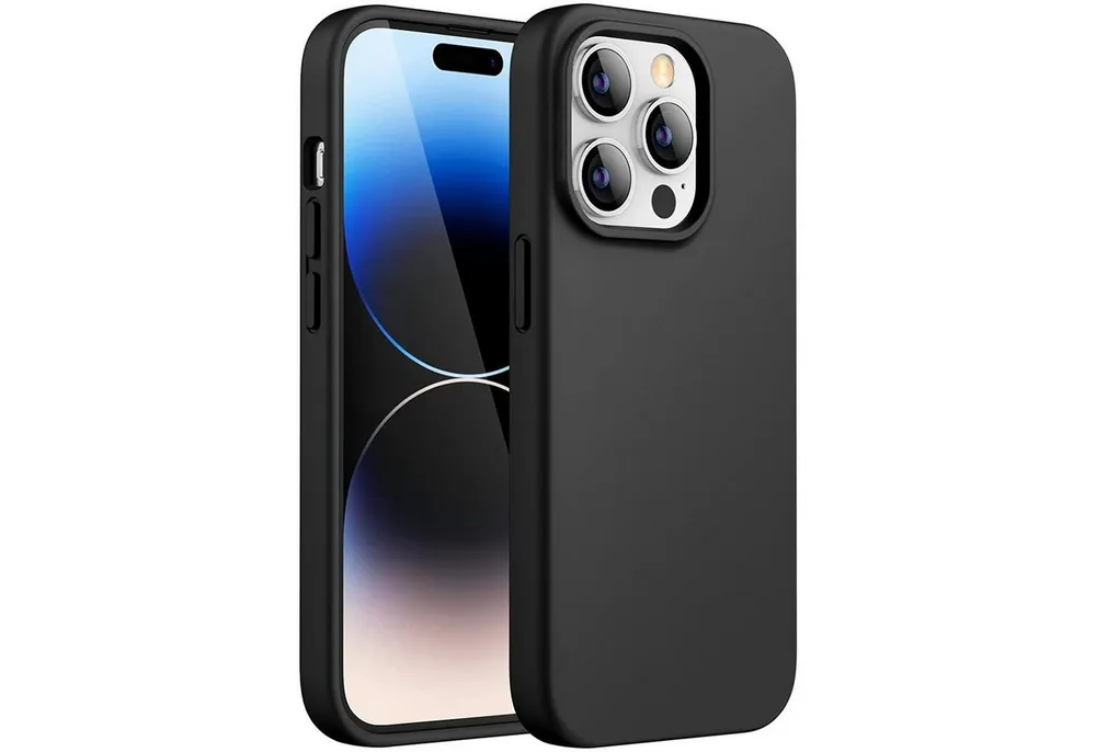 CoolGadget Handyhülle Handy Schutzhülle für Apple iPhone 15 Pro matt schwarz 6,1 Zoll, Silikon TPU Hülle Schutz Tasche Cover schlicht Slim Case