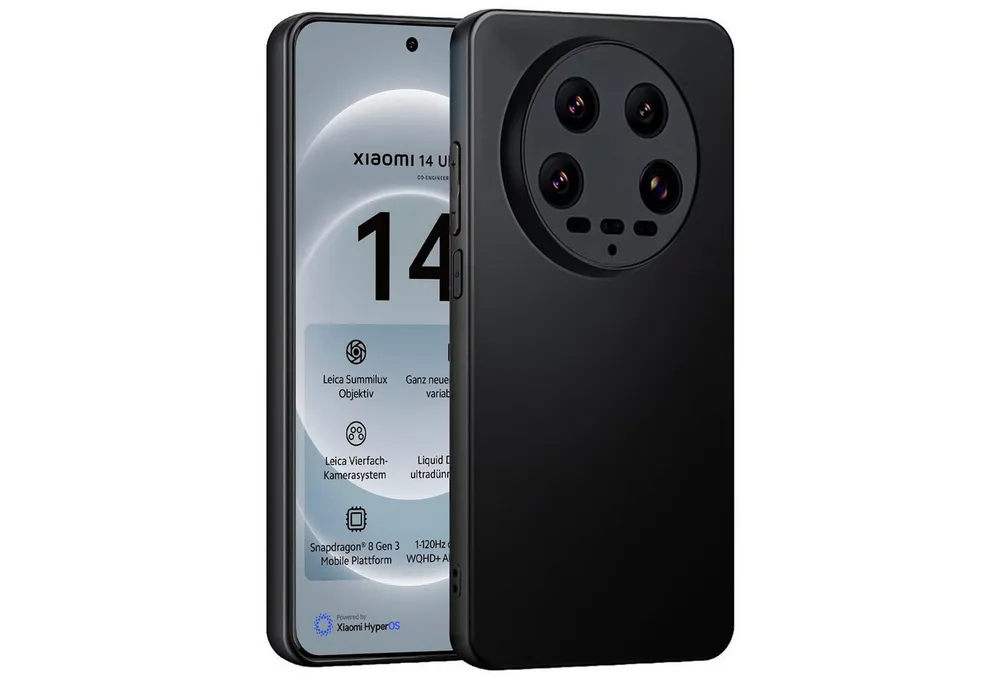 CoolGadget Handyhülle Handy Schutzhülle für Xiaomi 14 Ultra matt schwarz 6,73 Zoll, Silikon TPU Hülle Schutz Tasche Cover schlicht Slim Case
